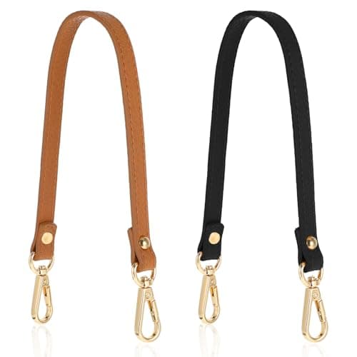 Nogeqi Black Brown 16.14inch Leather Bag Strap, Gold Lock Shoulder Strap