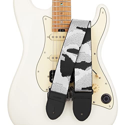 Bakko Camo Guitar Strap: Nylon Woven with Leather Ends