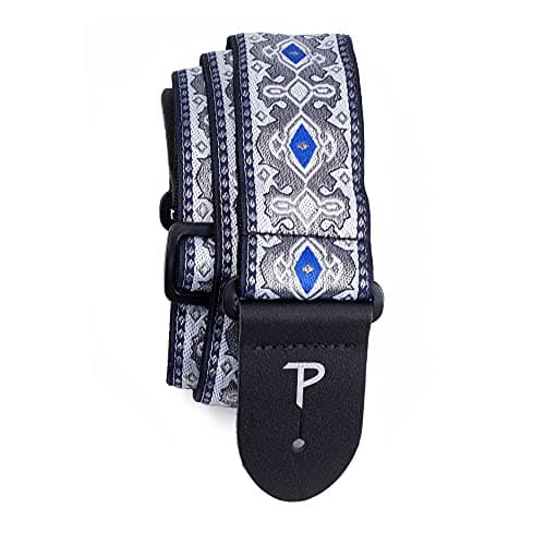 Perri’s Leathers Ltd. Jacquard Adjustable Guitar Strap - Made in Canada — Royal Silver