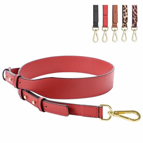 Nefelibata Glamour Purple Leather Crossbody Purse Strap with Custom Metal Buckle — Vibrant Red