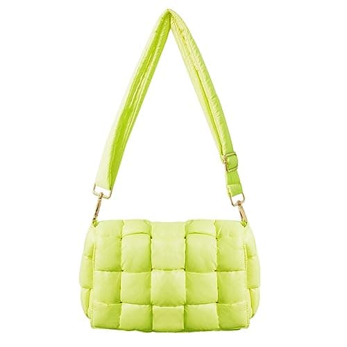 NAARIIAN Quilted Woven Puffer Hobo Bag for Women — Chartreuse