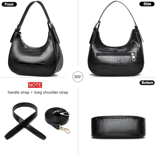 CROJUYI Small Crescent Shoulder Clutch Hobo Tote Purse for Women