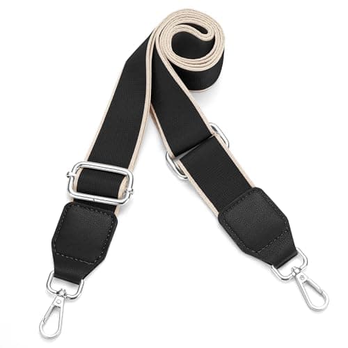 Universal Adjustable Crossbody Purse Strap for Handbags — Silver - Black