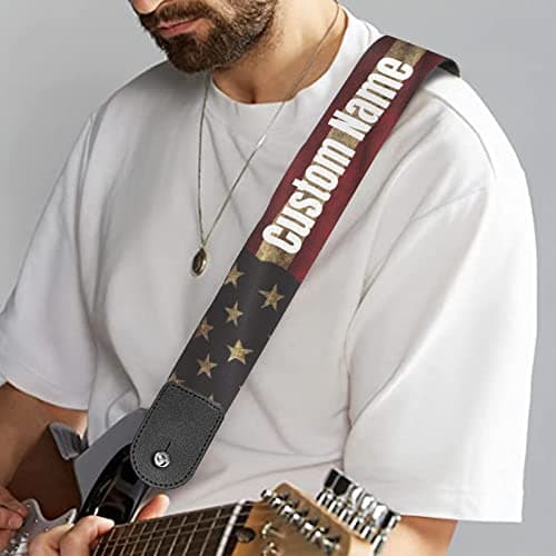 Custom Personalized American Flag Guitar Strap - Bass Electric Acoustic