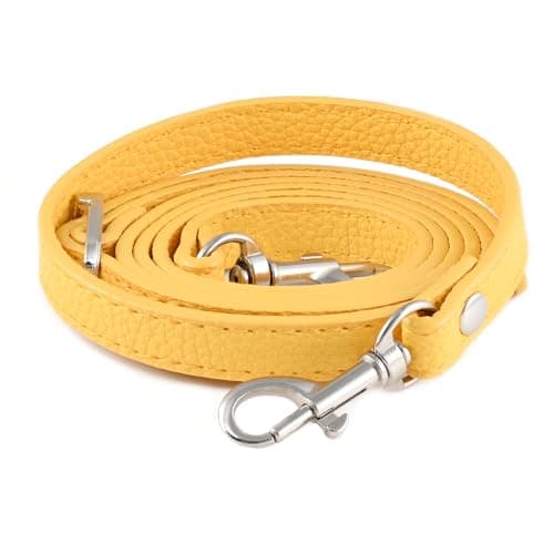 Leather Handbag Straps for Crossbody Replacement — Yellow with Silver buckle
