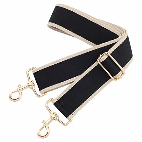 Nefelibata Adjustable 2 Purse Strap - Multi-Pattern Crossbody Replacement — Gold Edge Black