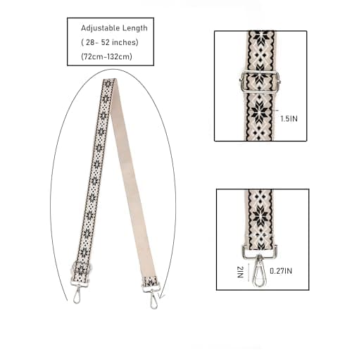 LVYOUME Crossbody Purse Strap with Silver Hardware Adjustable Wide Shoulder Strap