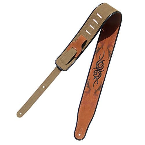 Deluxe Italian Leather Guitar Strap, Super Soft Suede, 2.5" Wide, Adjustable 43.5" to 56"