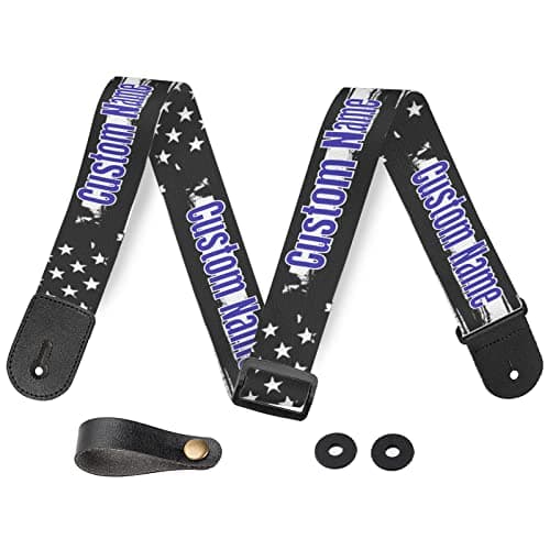 Custom Personalized American Flag Guitar Strap - Bass Electric Acoustic — White-4