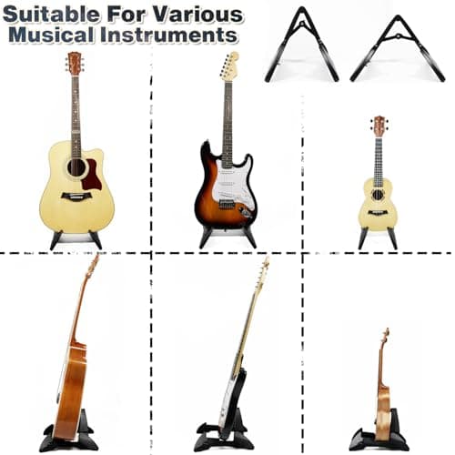 Sturdy Foldable Guitar Stand, Compatible với Guitar, Bass, Ukulele & Banjo