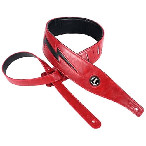 Black Lightning Pattern Guitar Strap for Electric Guitar/Bass — Red Black Lighting