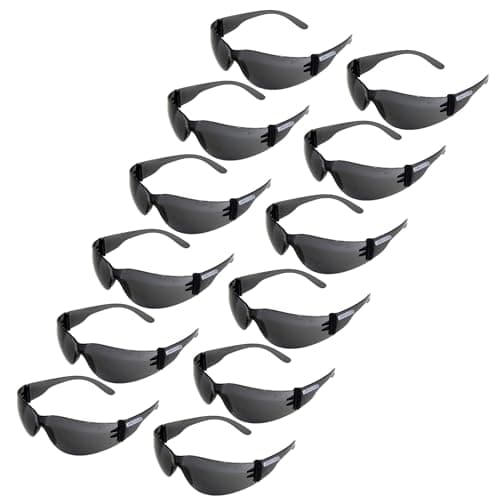 JORESTECH Polycarbonate Safety Glasses, Impact Resistant, Pack of 12 (Clear) — Smoke