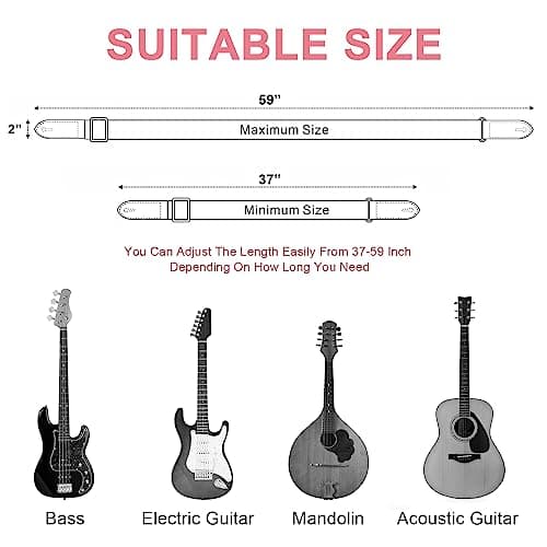 BestSounds Acoustic Electric Bass Guitar Strap with Leather Neck Strap & Accessories