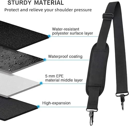 Ytonet Universal 52" Adjustable Padded Laptop Shoulder Strap, Black