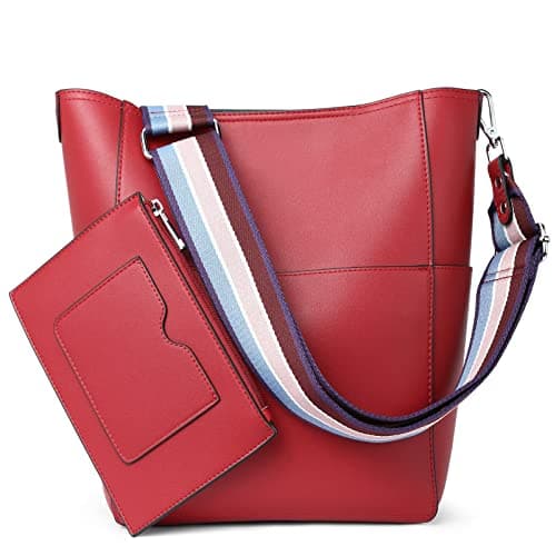 BROMEN Women's Leather Hobo Bag Designer Shoulder Purse — Long Strap-red
