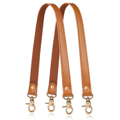 A Allzedream Genuine Leather Handbag Shoulder Strap & Replacement Purse 2 Pack — Camel, Gold Hardware
