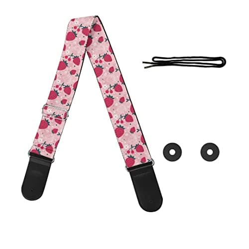GLENLCWE Boston Terrier Print Guitar Strap for Acoustic & Electric Bass Guitars — Strawberry