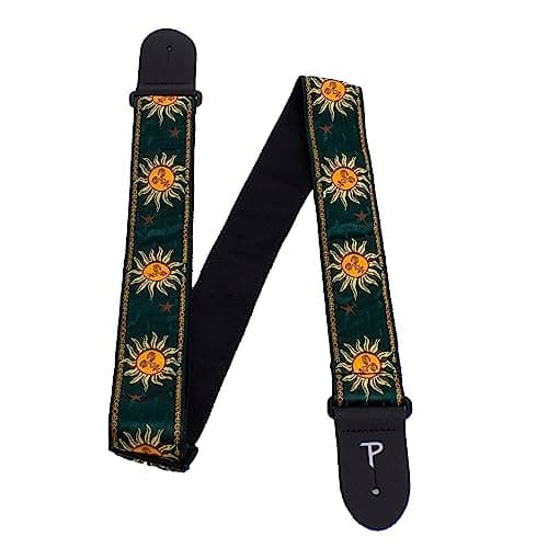 Perri's Emerald Green/Yellow Suns Jacquard Adjustable Guitar Strap 39-58"