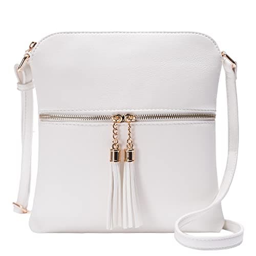 Solene Women's Lightweight Tassel Crossbody Purse, Perfect Daily and Travel Bag — White5