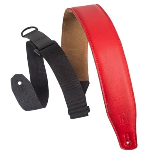 Levy's MRHGS-BLK Black Leather Guitar Strap — Red