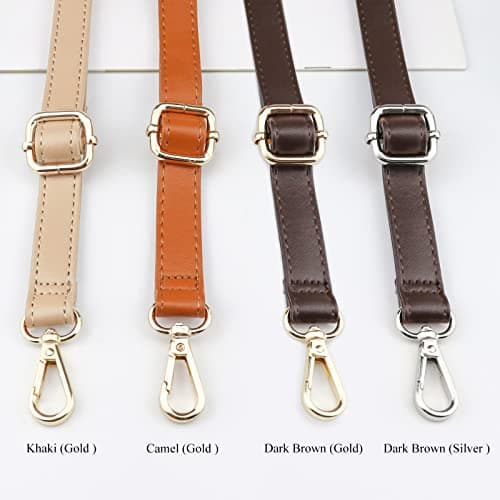 Beaulegan Purse Strap Replacement - Full Grain Microfiber - 59 Inch Adjustable, Dark Brown/Gold