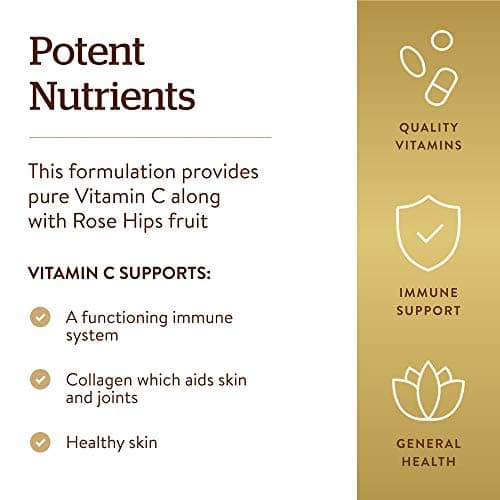 SOLGAR Vitamin C 500mg Tablets - Antioxidant & Immune Support for Overall Health - Healthy Skin & Joints - Non GMO, Vegan, Gluten Free, Dairy Free, Kosher