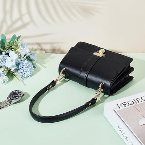 PH PandaHall Black Leather Bag Strap 45cm,DIY Handbag Making