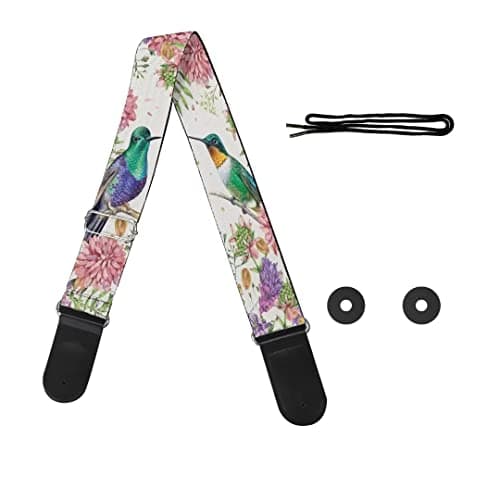 GLENLCWE Adjustable Strap for Acoustic, Electric & Bass Guitars — Hummingbird Floral