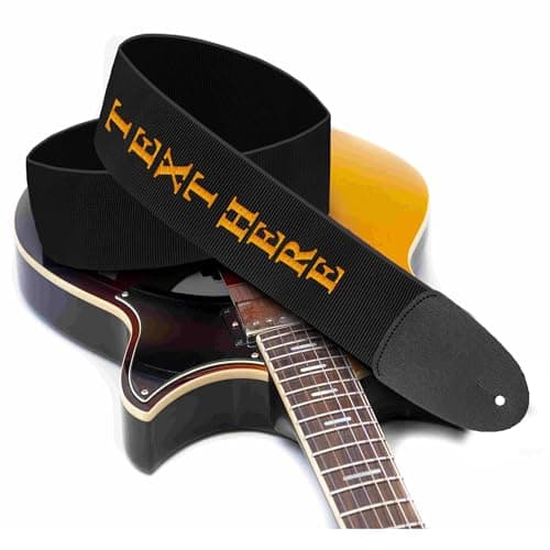 Art Tribute Custom Embroidered 3" Wide Guitar Strap for Bass, Electric & Acoustic - Black