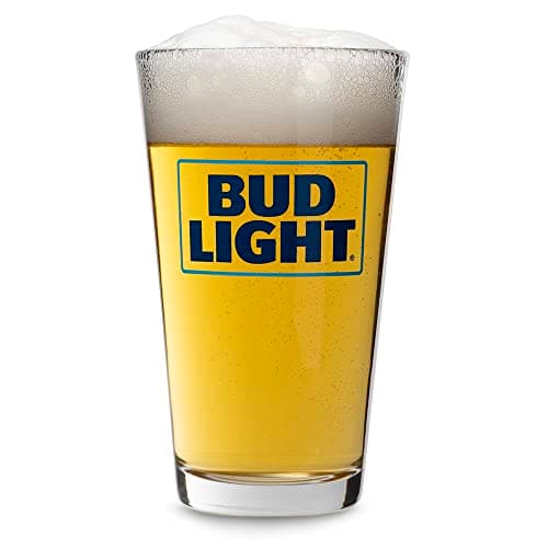 Bud Light Classic Blue Rectangle Logo Pint Glass - Set of 2