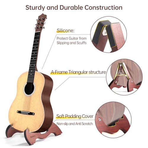 WINGO Portable Wood A-Frame Guitar Stand for Acoustic, Electric & Classical Guitars