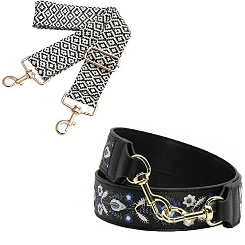 Retro Jacquard Embroidery Leather Purse Strap for Handbag