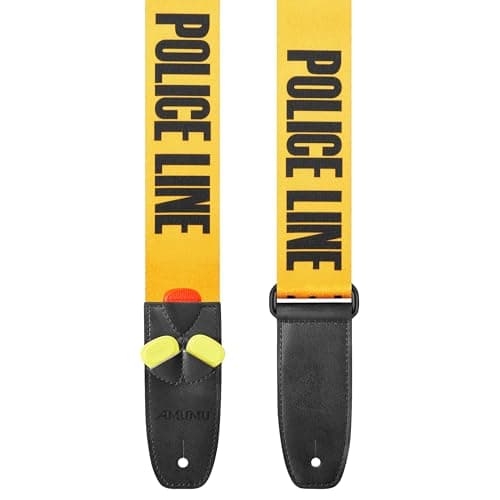 Amumu Acoustic Electric & Bass Guitar Strap with Print - DO NOT CROSS POLICE LINE — 7#