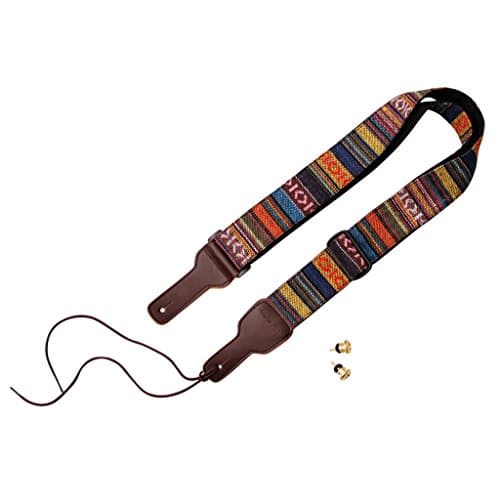 MUSIC FIRST Classic Country Style Genuine Leather Electric Guitar Strap
