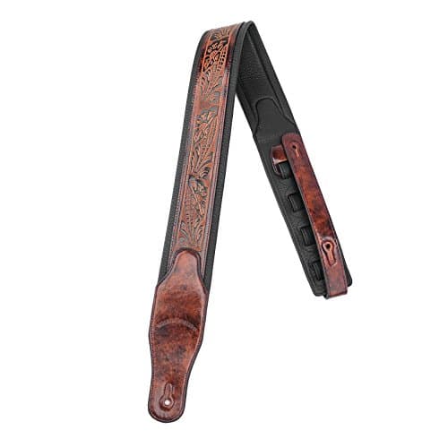 Walker & Williams GB-101 Bourbon Brown Handmade Leather Strap for Guitars