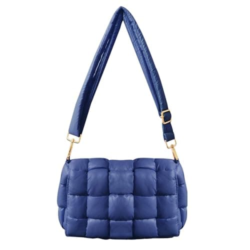 NAARIIAN Quilted Woven Puffer Hobo Bag for Women — Navy