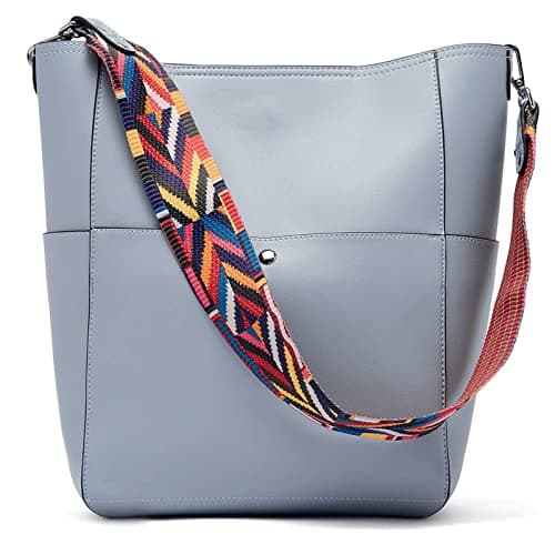 BROMEN Women's Leather Hobo Bag Designer Shoulder Purse — 1-light Blue
