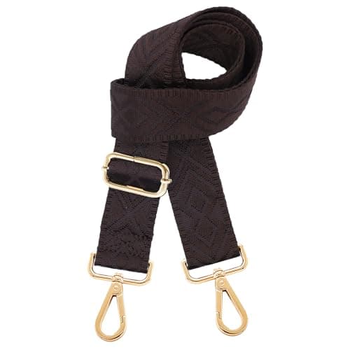 Kolti Wide Adjustable Canvas Crossbody Shoulder Strap Handbag — Gold buckle-435