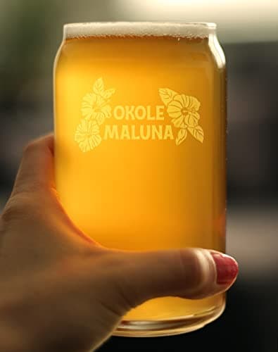 Okole Maluna Hawaiian Cheers Beer Can Pint Glass
