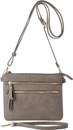 B Bretnano Vegan Mini Crossbody Purse with Tassel Accents — Taupe Nn