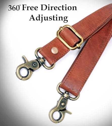 Zinria Brown Leather Purse Straps - 60-inch Adjustable Replacement Shoulder Straps for Handbags