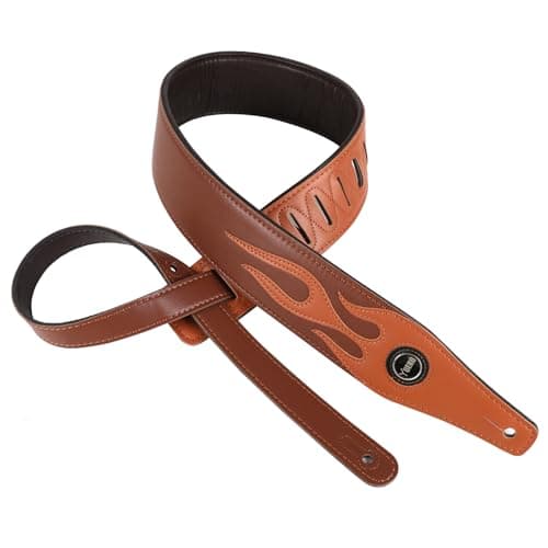 Black Lightning Pattern Guitar Strap for Electric Guitar/Bass — Brown Flame