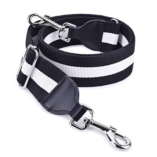 CloudMusic Handbag Crossbody Strap with Silver Clips — Black and White