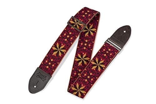 Levy's Vintage Hootenanny Series 60s Style Guitar Strap with Pick Holders — Red, Brown, & Gold