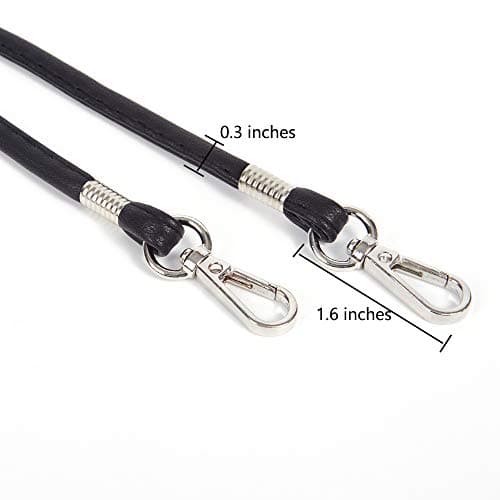 Xiahw Thin Soft PU Leather Crossbody Chain Strap for Small Bags, Purses, Wallets, Clutch, Phone Cases (Black-Silver)