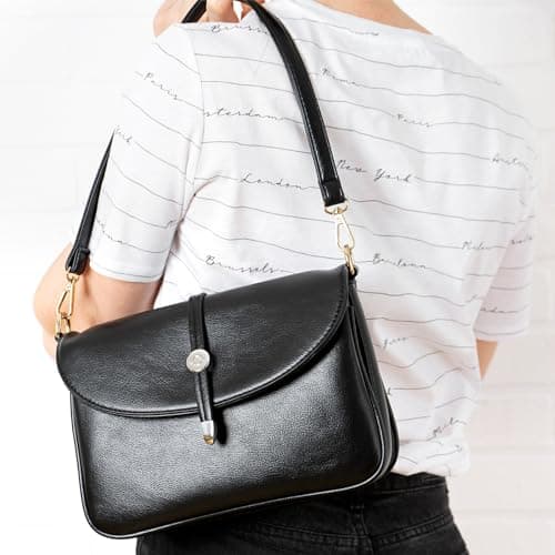 Salbsever Black Leather 19inch Shoulder Strap for Handbags