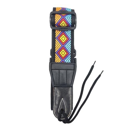 Vintage Woven Guitar Strap with Genuine Leather Ends