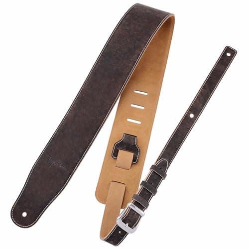 Nefelibata Full Grain Cowhide Guitar Strap with Foam Padding — Brown
