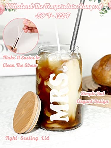 Engagement Gifts for Bride to Be and Newly Engaged Couples: Mrs. Beer Can Glass and Travel Mug Set