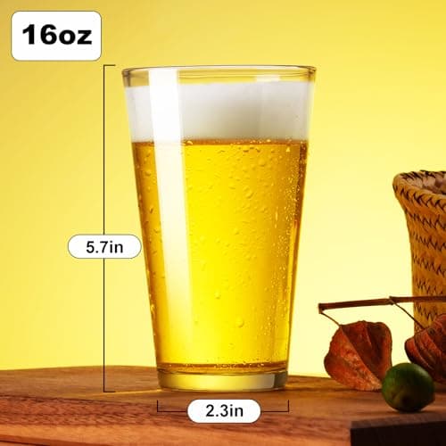16 oz Beer Glasses Set of 2 for Men